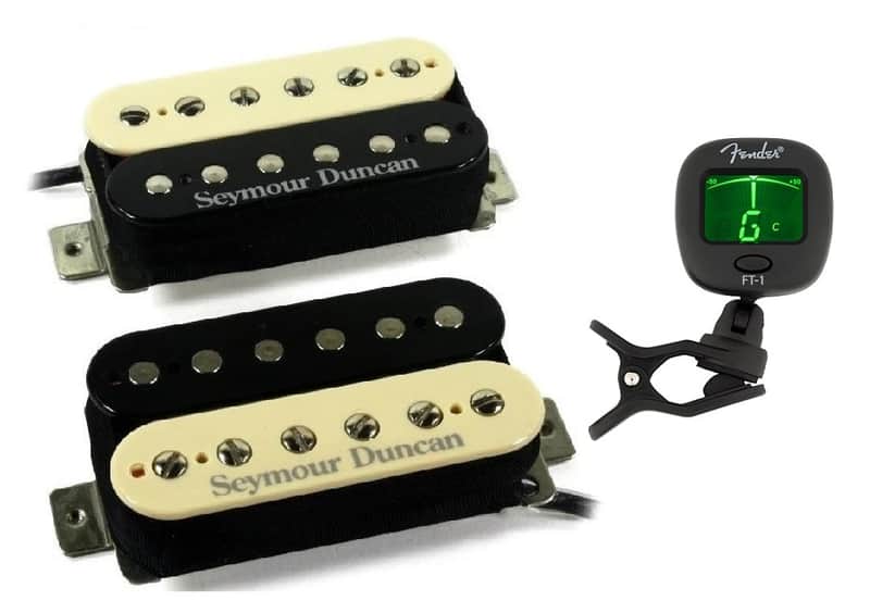 Seymour Duncan Distortion Mayhem Zebra Humbucker Pickup Set TB-6 Trembucker & SH-6n (FREE FENDER TUNER) image 1