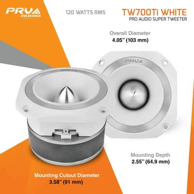 PRV TW700Ti WHITE Titanium 4" Super Bullet Tweeter 8-Ohm 240 Watts 3500 to 20kHZ image 5