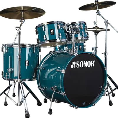 Sonor AQ1 Caribbean Blue Stage 5pc Kit 22x17.5/10x7/12x8/16x15/14x6 Birch Drum Shells +Hardware Dealer image 1