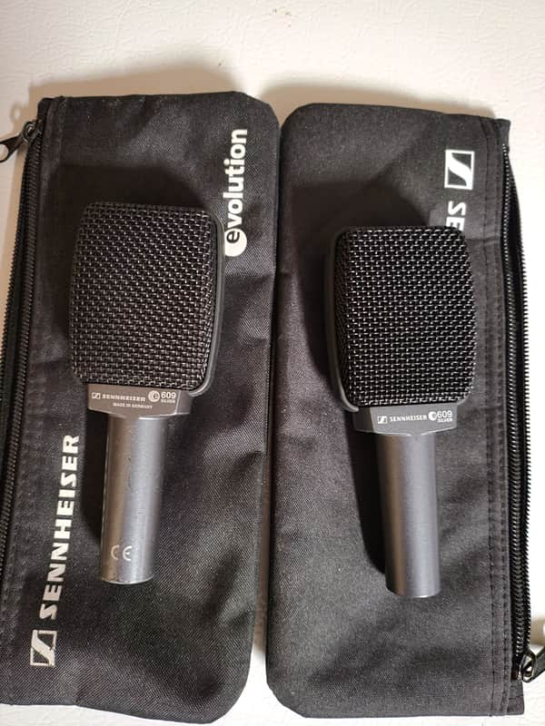 Pair of Sennheiser e609 Silver Supercardioid Dynamic Microphones image 1