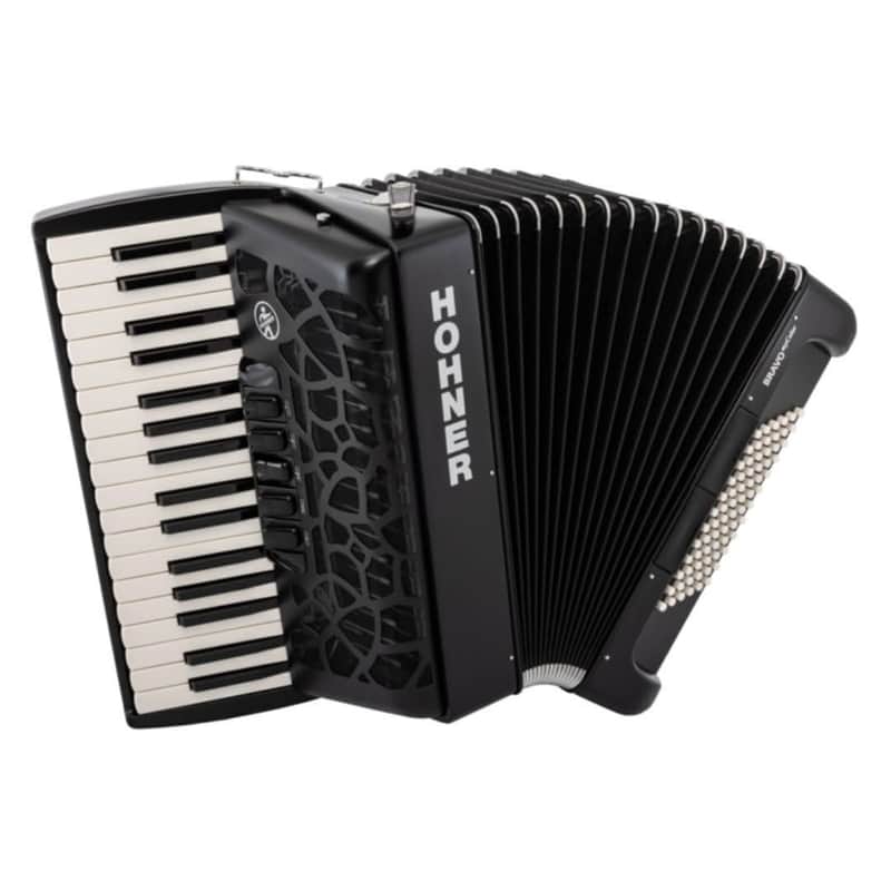 Hohner BRAVO MyColor III 72 Chromatic Piano Key Accordion with Gig Bag (Night - Jet Black) image 1