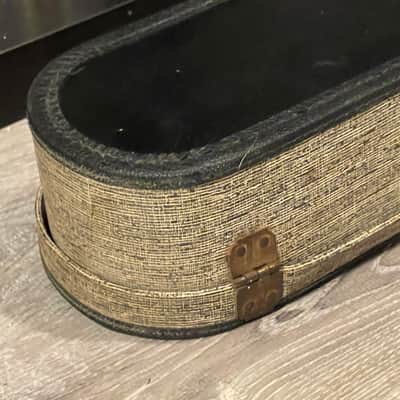 Vintage 1960’s 2 Tone Guitar Case Black / Cream Tweed w Red Interior Harmony Stratotone Danelectro Silvertone Regal Kay Gibson Gretsch Mosrite Burns image 10