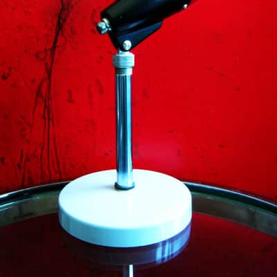 Vintage 1960's Calrad DM-9 dynamic microphone black harp mic w stand Olson Lafayette prop display image 12
