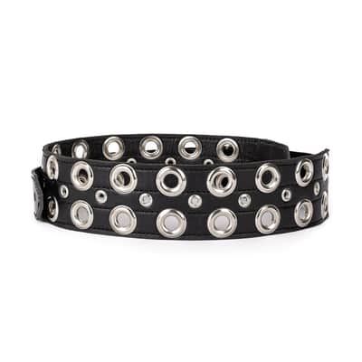 Al Bane For Leather - Tormentor 3"  Premium Leather Black Leather Guitar Strap image 4