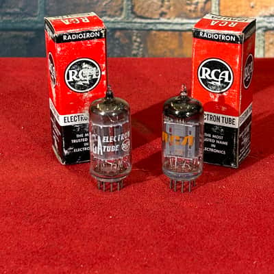RCA Vintage Mismatch Pair 12AU7 Preamp/Amplifier Tubes 50s/70s - Clear Glass image 1