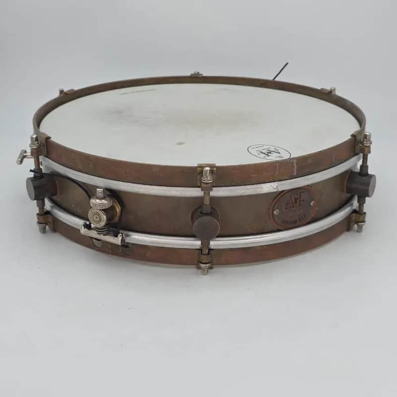 Used A&F Raw Brass Snare Drum 13x3 w/Internal Snare - Good image 1