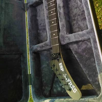 Hand carved Hembry Skull and Bones guitar for George Lynch mom, ESP, J Frog fans image 3