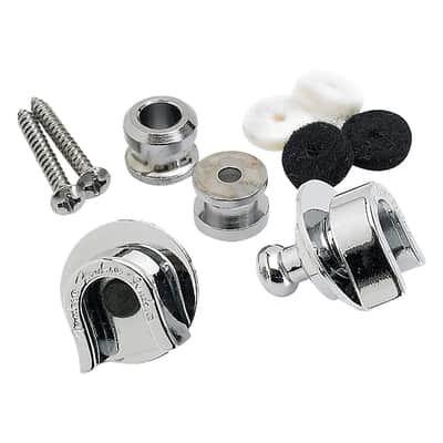 Fender Chrome Strap Locks with Buttons and Felt Washers 0990690000 image 2