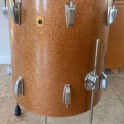 Vintage Ludwig Floor Tom 1966 - Champagne Sparkle 16 x 16 Keystone Badge image 2