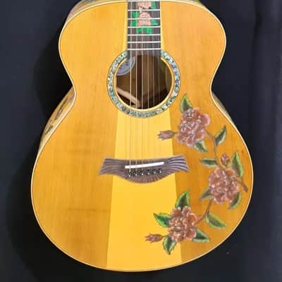 Blueberry Handmade Grand Concert Acoustic Guitar Floral Motif image 2