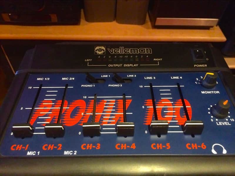 Velleman Promix 100 - 4 Channel + 2 microphone channel mixing panel image 1