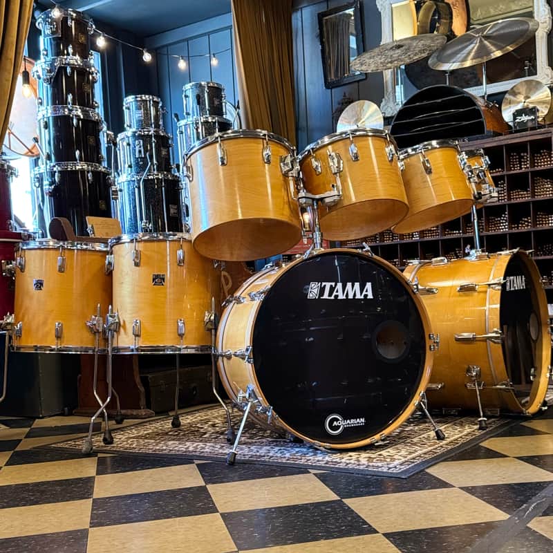 VINTAGE 1980's Tama Superstar Double Bass Drum Set in Natural Gloss - 14x24, 14x24, 8x12, 9x13, 10x14, 12x15, 16x16, 16x18 image 1