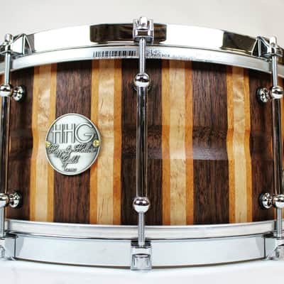 HHG 14x7 Walnut/Maple/Cherry Stave Snare drum, Satin Oil image 1