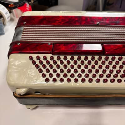 Vintage Near Mint Francini 120-Bass Accordion - Ruby & Mother of Pearl image 12