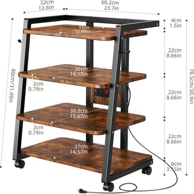 Mobile Studio Stand with Outlets and 4 Rolling Caster Wheels image 8