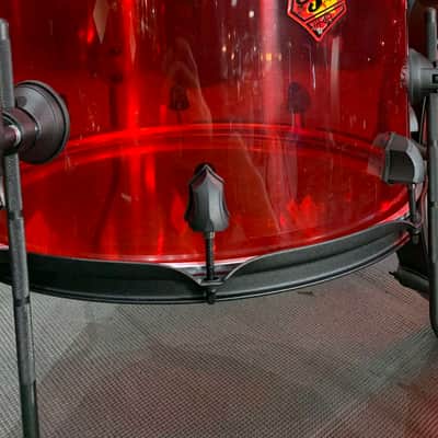 ~NEW~ SJC Josh Dun Torch Red Acrylic 12/16/22" Drum Kit Set w/ Flat Matte Black Hardware image 4