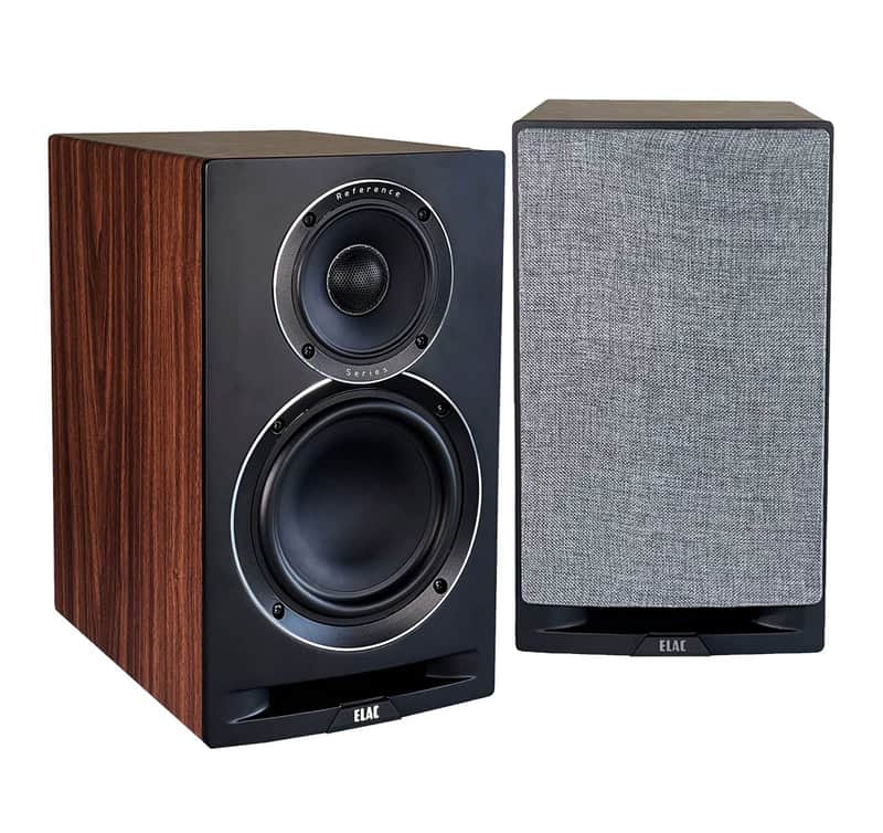 ELAC Uni-Fi Reference 3-Way 6-½” Bookshelf Speakers, Oak or Walnut Speakers for Home Theater and Stereo System, Black Baffle with Walnut Sides image 1