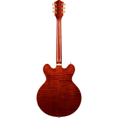 GRETSCH Broadkaster LX Figured Center Block with String-Thru Bigsby and Gold Hardware, Ebony Fingerboard, Bourbon Stain image 2