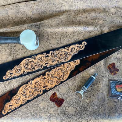 Custom Tooled Leather Sheridan Style Floral Guitar Strap 2.5" SuedeSkinTools image 4