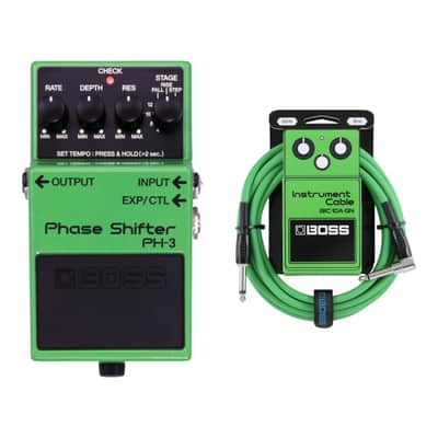 Boss PH-3 Phase Shifter + BIC-10A-GN 10ft Instrument Cable, Green image 1