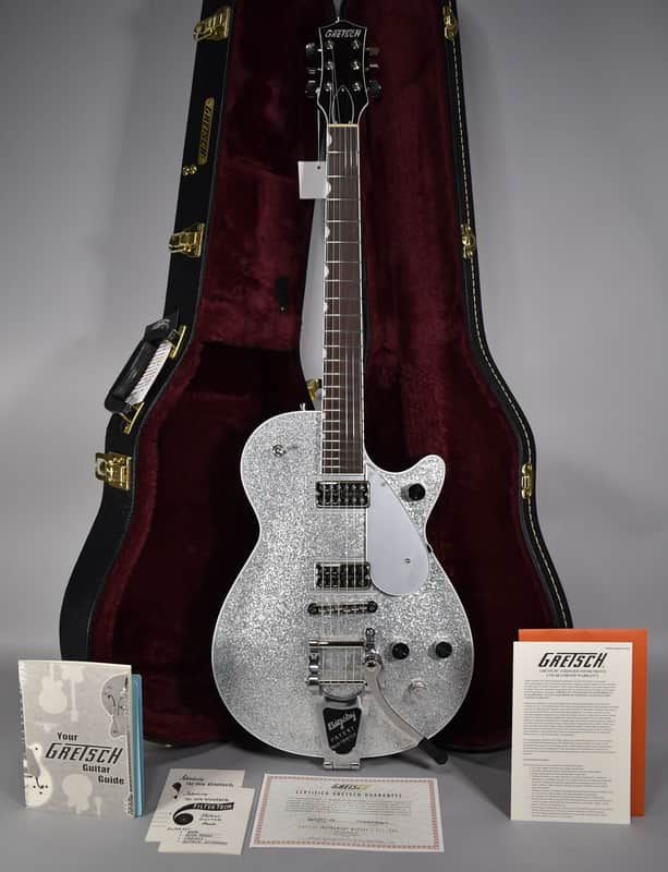 2024 Gretsch G6129T Players Edition Jet FT With Bigsby Silver Sparkle w/OHSC image 1