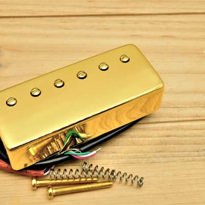 G.M. Mini Deluxe, Mini Humbucker Bridge Alnico Magnet Pickup Gold (50mm) image 2