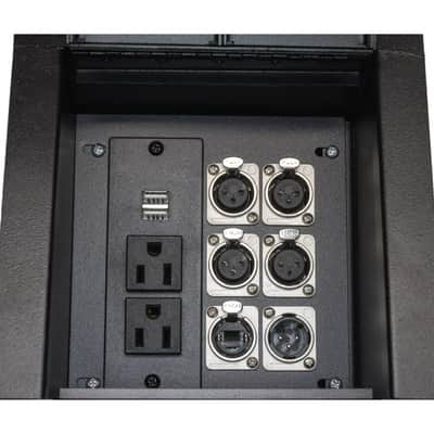 MCSPROAUDIO Recessed Stage Floor Box with Passthrough Connectors - 4 XLR Female, 1 XLR Male, 1 Ethernet, 2 USB, Duplex AC image 4