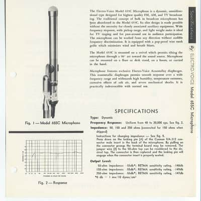 Vintage 1969 Electro-Voice 655C Slim Omnidirectional Dynamic Microphone w accessories PROP REPAIR DISPLAY The Beatles # 2 image 2