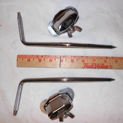 PAIR Ludwig Vintage 1965 Folding Bass Drum Spurs & Mounting Brackets image 3