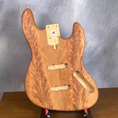 NOS High End Offset Bass Body – Highly figured Feathered Crotch American Cherry Top / Swamp Ash Back –Limited Supply R15 image 22