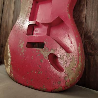 #202624 :: Baldman's Relic Stratocaster body in Heavy Relic Hot Rod Red nitro finish :: Roadworn Aged image 5