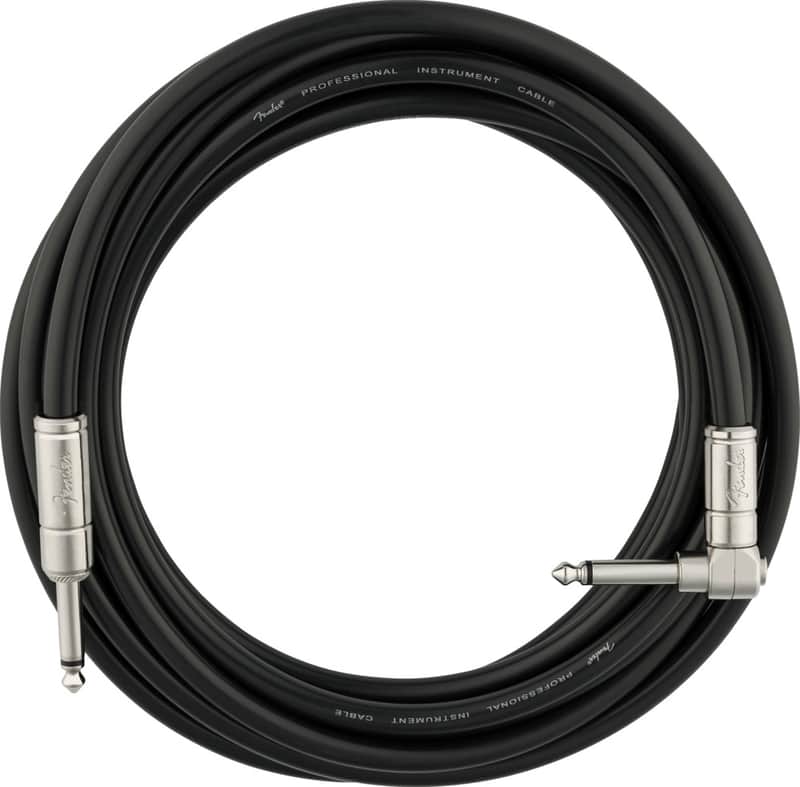 Fender Professional Series Kill Switch Instrument Cable, Straight/Angle, 15', Black image 1