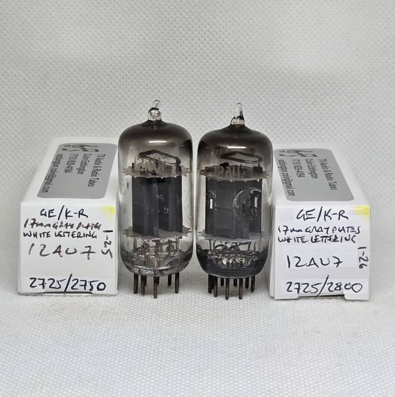 GE / Ken-Rad 12AU7 Long Gray Plates Well Matched (2.6%) Pair NOS ECC82 12AU7A image 1