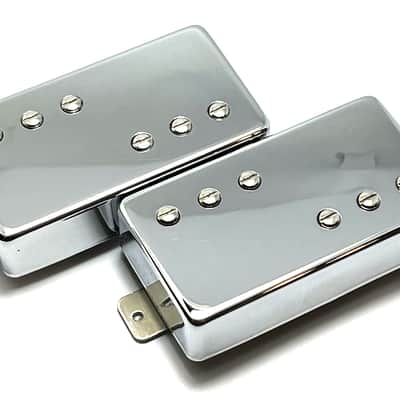3x3 Humbucker Set, 4 Wire Bridge + Neck Pickups, AlNiCo 5 Split Humbuckers, Covered Chrome image 3