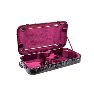 Crossrock 4/4 Violin Hard Case, 15-16.5 inches Viola Fiberglass Hardshell, Black Double Case image 1