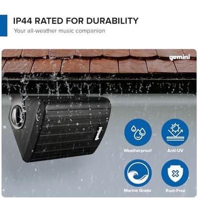 Gemini Sound GHSI Active/Passive Bluetooth Outdoor Speakers- Daisy Chain Capable, IP44, Wall Mount (Black, 100 Watts) image 6