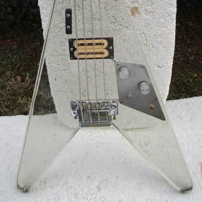 Renaissance Plexiglass Flying V Bass Guitar,  Late 1970's, Clear See Thru Body, Rare image 1