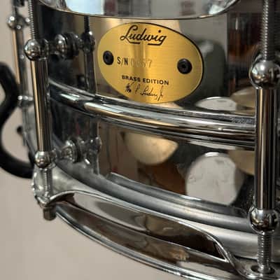 Ludwig LB400BT Brass Edition Supraphonic 5x14" 10-Lug Snare Drum with Tube Lugs 1998 - 2019 - Chrome-Plated image 3