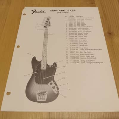 Vintage Late 1970's Fender Mustang Bass Replacement Parts List! Original Case Candy, Paperwork! image 1