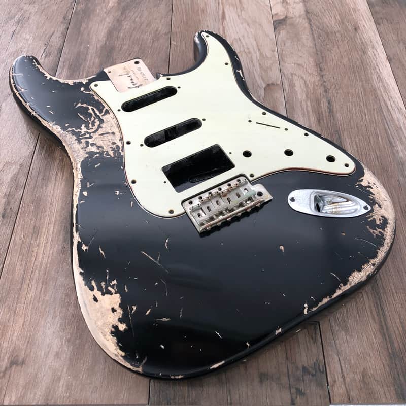 FRANCHIN Mercury guitar body Heavy Relic Aged Black 100% Nitro Lacquer HSS Poplar Stratocaster-Strat-S-Style Made in Italy - Stock piece #23450926 image 1