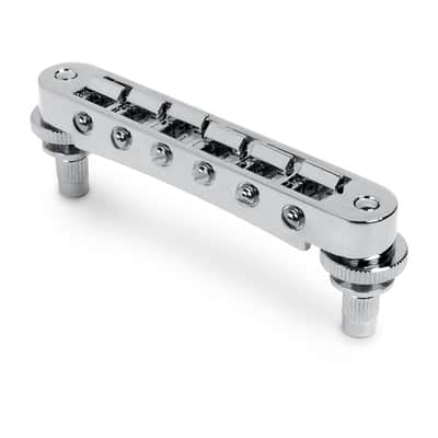 Nashville Tune-o-matic Bridge, Chrome, with studs and bushings image 1