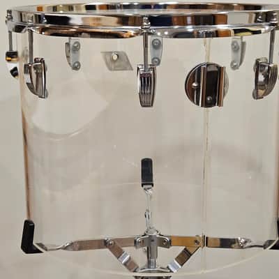Vintage 70s Ludwig Clear Vistalite 12x15 Concert Tom 1970s Blue/Olive Badge No Cracks image 5
