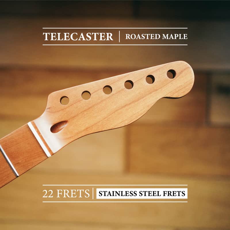 Telecaster Neck – Roasted Maple | 22 Stainless Steel Frets | Nitro Satin Finish | Bone Nut image 1
