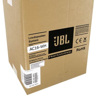 2) JBL AC16 White 6" 640 Watt 2-Way 16 Ohm Passive Wall Mount Speakers+Crown Amp image 2