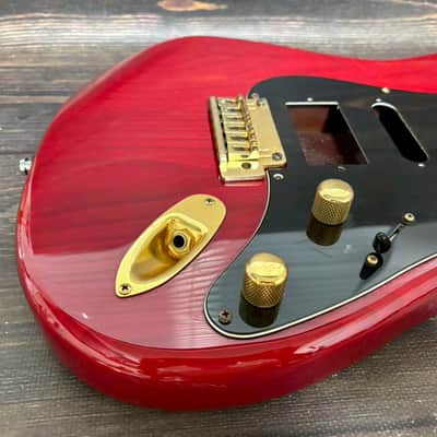 90s Charvel CST-060-SSH Stratocaster Body Ash See-throw Red/Plate Made in Japan image 5