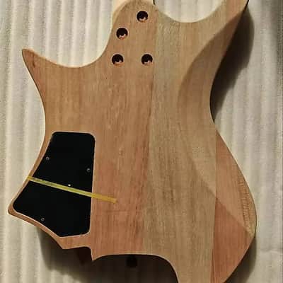 Unfinished Tiger Maple Top Headless Guitar Mahogany Body with Neck, Rosewood Fingerboard image 3