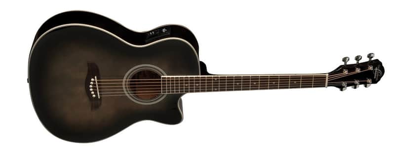 Oscar Schmidt OACEFTB-A Transparent Black Auditorium Acoustic Electric Guitar image 1