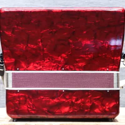 Milan Accordion 72-Bass 34-Key 5-Treble Switch Red Piano Accordion w/Case image 4