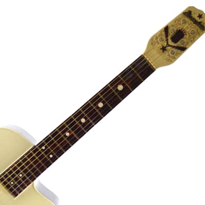 Vintage 1950s Maccaferri G30 Decorated Archtop Plastic Guitar w Original Box + Goodies image 5