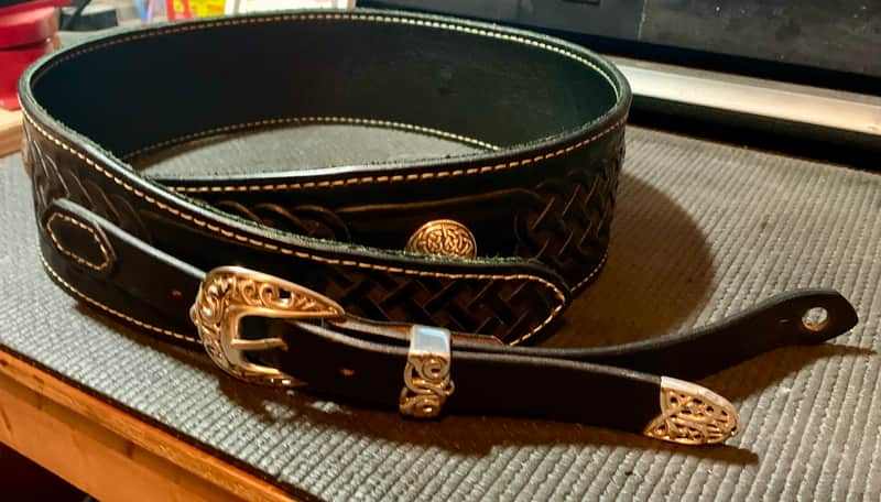 Brookwood Leather Custom Celtic Theme - Black Adj. Guitar Strap 50-54" image 1